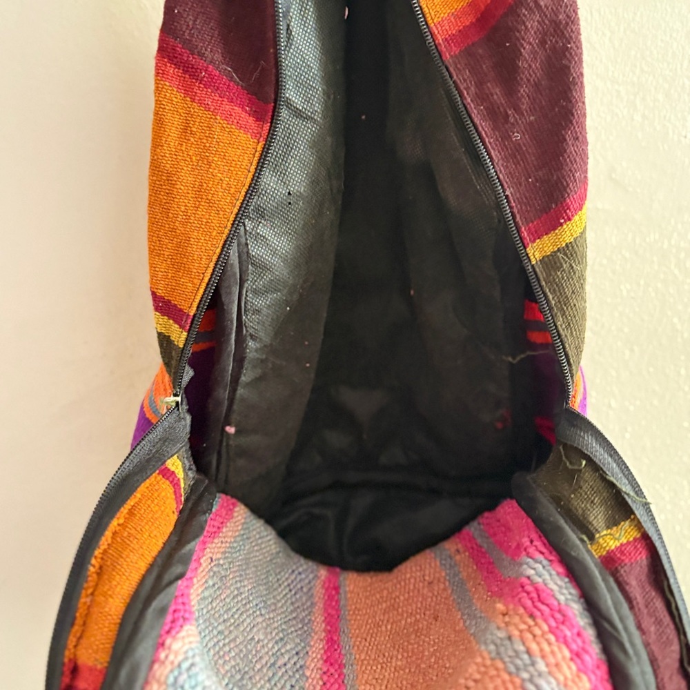 Colourful Woven Striped Backpack Front Pocket Rainbow Wiphala Made in Andes SA - Picture 15 of 16